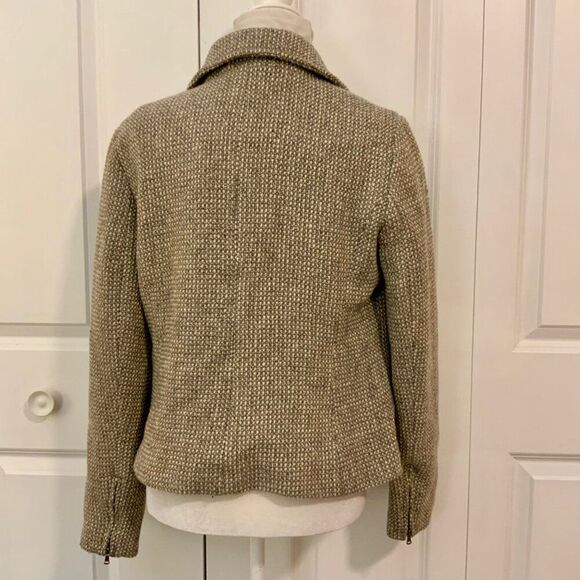 Talbots Grey Tan Moto Wool Blend Collared Jacket Size 12 - Picture 4 of 10